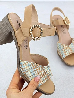 Dámské pletené béžové sandály na jehlovém podpatku M.Daszynski MR24125-4