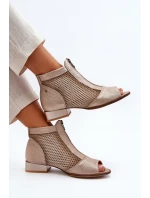 Dámské boty na plochém podpatku s odkrytými prsty Maciejka 06413-25 Zlaté