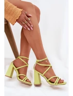 Dámské sandály na podpatku s pásky limetkové Ciarilora