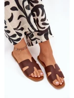 Dámské Plné Sandály S Výřezy Tmavě Hnědé Salyra