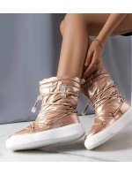 Dámské metalické INT1783B zateplené sněhule Béžová - Big Star Dámské metalické INT1783B zateplené sněhule Béžová - Big Star