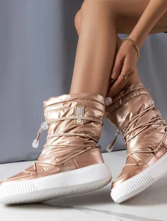 Dámské metalické INT1783B  zateplené sněhule Béžová - Big Star