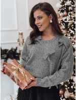 Dámský svetr BOWTONE s mašlemi v jedné velikosti světle šedý FashionStreet MY2354 Dámský svetr BOWTONE s mašlemi v jedné velikosti světle šedý FashionStreet MY2354