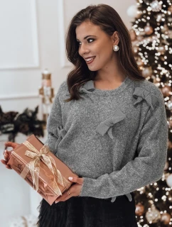 Dámský svetr BOWTONE s mašlemi v jedné velikosti světle šedý FashionStreet MY2354