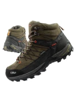 CMP Rigel pánské trekové boty kožené odolné nepromokavé kotníkové boty olivově zelené