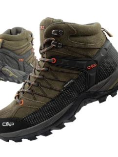 CMP Rigel pánské trekové boty kožené odolné nepromokavé kotníkové boty olivově zelené