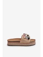 Dámské sandály na platformě s ozdobami S.Barski HY077 béžové Dámské sandály na platformě s ozdobami S.Barski HY077 béžové