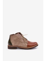 Kožené Botky Na Plochém Podpatku Hnědé Zazoo 4078