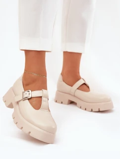Dámské Polobotky S Přezkou Na Platformě A Plochém Podpatku Béžové Venda