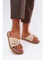 Dámské nazouváky se zlatým přezkou světle béžové Elviane