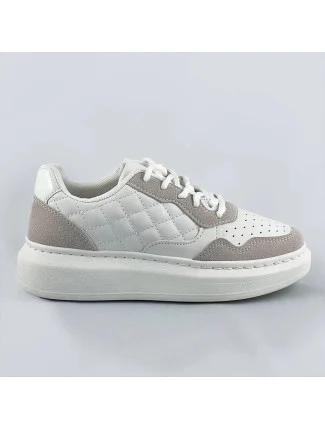 Bílo-béžové dámské šněrovací sportovní polobotky (RC-50) Bílo-béžové dámské šněrovací sportovní polobotky (RC-50)