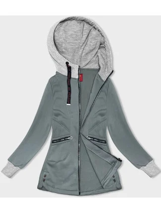 Šedozelená dámská mikina se svetříkovou kapucí (AMG-312A) Šedozelená dámská mikina se svetříkovou kapucí (AMG-312A)