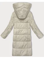 Dámská zimní bunda v barvě ecru s kapucí Glakate (LU-24246#) Dámská zimní bunda v barvě ecru s kapucí Glakate (LU-24246#)