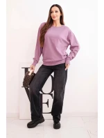 Dámská mikina z pružné bavlny basic s kulatým výstřihem tmavě růžová