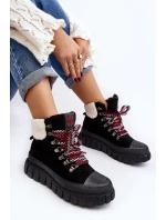 Zateplené boty trapery na tlusté podrážce černé Ralotta