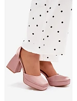 Sandály na podpatku s saténovým povrchem Šampaňské Calistae