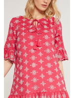 Monnari Mini šaty Ažurové dámské šaty s volánky Multi Red