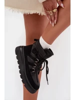 Dámské kotníkové boty Liorae trapery na platformě – černé