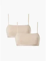 Dámská bralettka 2 pack 000QF6040E - W5I - Béžová - Calvin Klein Dámská bralettka 2 pack 000QF6040E - W5I - Béžová - Calvin Klein
