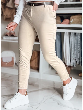 Dámské kalhoty chinos s páskem LINESKA light beige FashionStreet UY2573