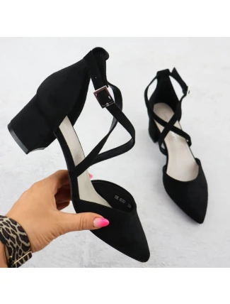 Dámské černé sandály na jehlovém podpatku Sergio Leone SK-830