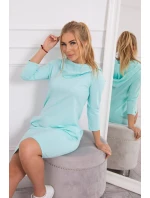 Šaty s kapucí a kapsami mint