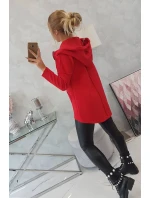 Zateplená mikina s prodlouženými zády a kapsami červená Zateplená mikina s prodlouženými zády a kapsami červená