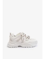 Dámské tenisky na masivní podrážce s ozdobným šněrováním bílá Relissa Dámské tenisky na masivní podrážce s ozdobným šněrováním bílá Relissa