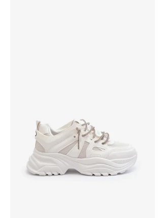 Dámské tenisky na masivní podrážce s ozdobným šněrováním bílá Relissa Dámské tenisky na masivní podrážce s ozdobným šněrováním bílá Relissa