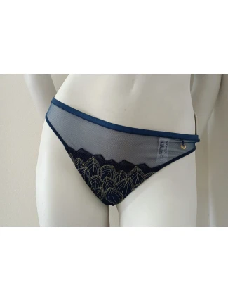 Dámské tanga 90601 petrolejově modré se zlatou - Selmark
