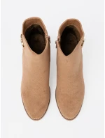 Moderní dámské  kotníčkové boty Jasnobrązowy na širokém podpatku