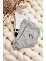 Dámské bavlněné ponožky s nášivkou Medvěd šedé