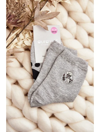 Dámské bavlněné ponožky s nášivkou Medvěd šedé