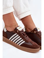 Dámské tenisky z pravé kůže a semiše Big Star TT274715 Čokoládové