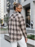 Dámská kostkovaná košile s odřeninami béžová FashionStreet DY0485