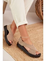 Dámské sandály Zazoo 3196 z přírodního semiše Béžové