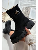 Dámské zateplené kotníkové boty – workery s ozdobou Melisse – černé