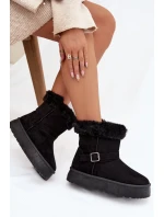 Dámské sněhule na platformě s přezkou a kožíškem Jesella – černé