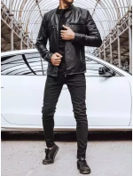 Pánská kožená bunda černá FashionStreet TX4228