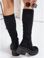 Dámské semišové kozačky na silné podrážce černé FashionStreet ZY1210