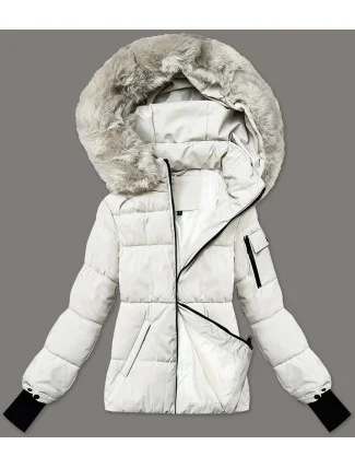 Špinavě bílá dámská zimní bunda s odepínací kapucí S'west (B8303-26)