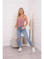 Tmavě růžová nařasená halenka bez ramínek