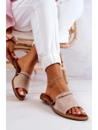 Semišové pantofle Lewski Boty 3047 Béžová