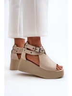 Zazoo 1732 Kožené sandály na klíně Beige Zazoo 1732 Kožené sandály na klíně Beige