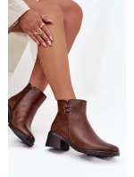 Dámské botky Delmira – hnědé, zateplené, na podpatku typu “klocek”