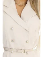 596-1 Elegantní midi košilka se zlatými knoflíky a páskem - BEACH 596-1 Elegantní midi košilka se zlatými knoflíky a páskem - BEACH