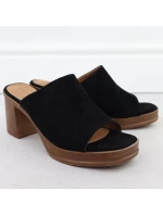 Dámské semišové žabky na jehlách černé Potocki 54309