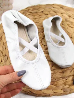 Dívčí bílé kožené baleríny - Nazo