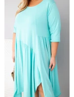 Dámská bavlněná sukni Plus Size s asymetrickým spodním lemem mátová