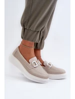 Dámské kožené mokasíny na platformě béžové S.Barski LR720